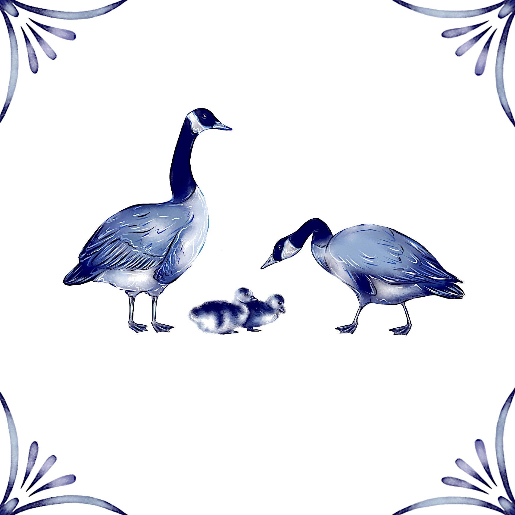 Delft Blue Ceramic Tile- Canadian Geese / Goose︱Bathroom Tile, Splashback, Kitchen Tiles, Modern Dutch Style