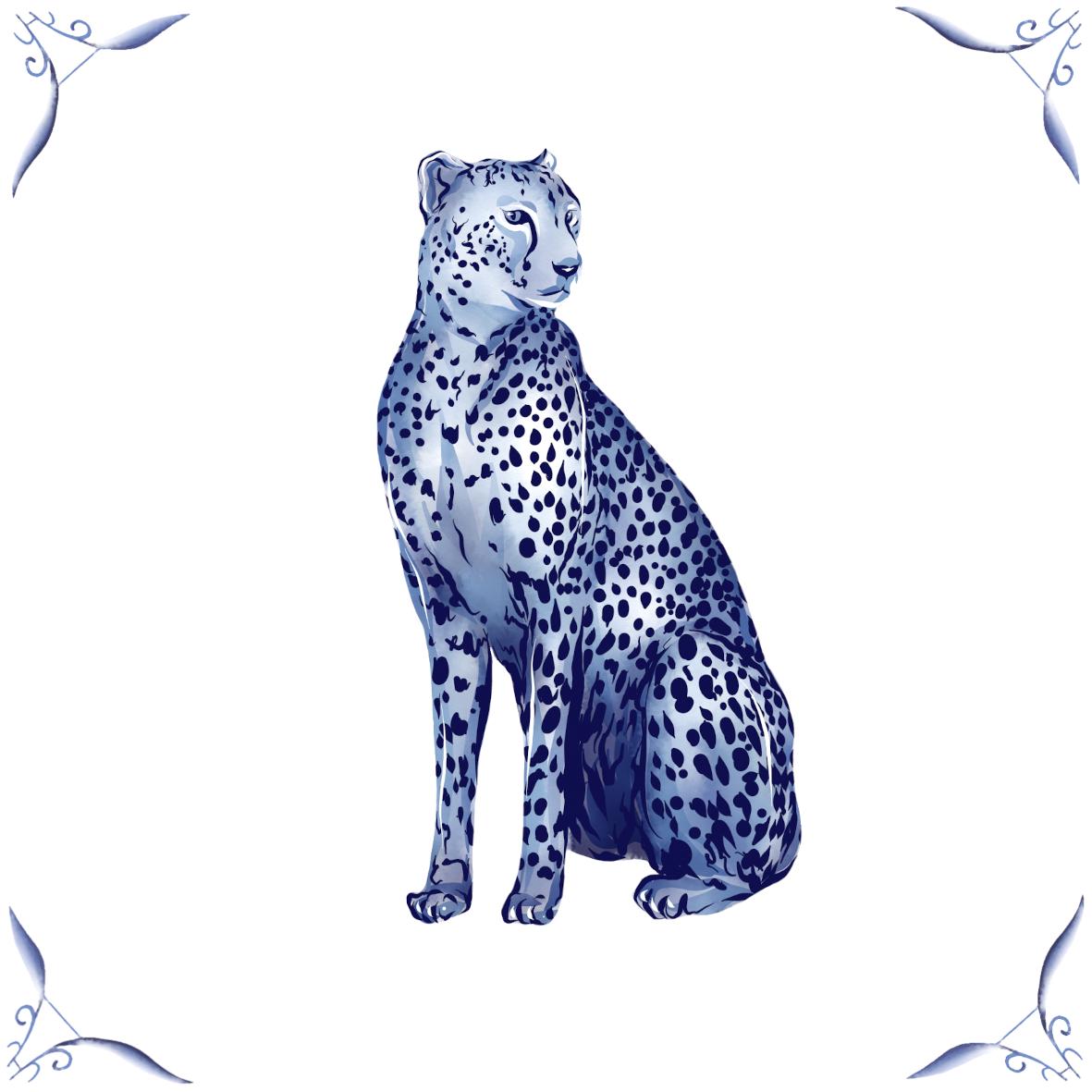 Delft Blue Ceramic Tile- Cheetah︱Bathroom Tile, Splashback, Kitchen Tiles, Modern Dutch Style