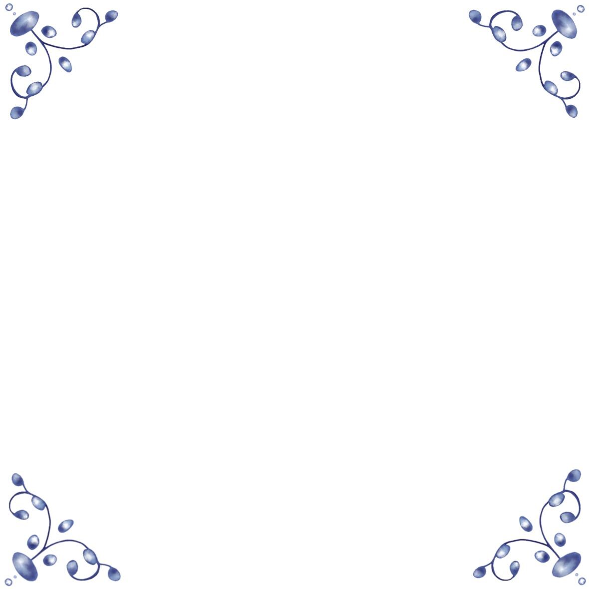Delft Blue Ceramic Tile- Tile Corners Plain Blank︱Bathroom Tile, Splashback, Kitchen Tiles, Modern Dutch Style