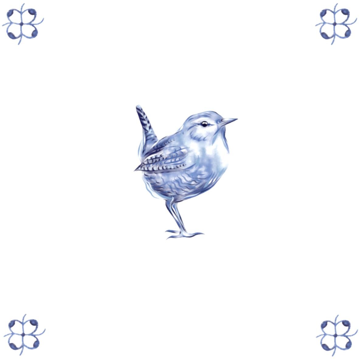 Delft Blue Ceramic Tile- Wren︱Bathroom Tile, Splashback, Kitchen Tiles, Modern Dutch Style