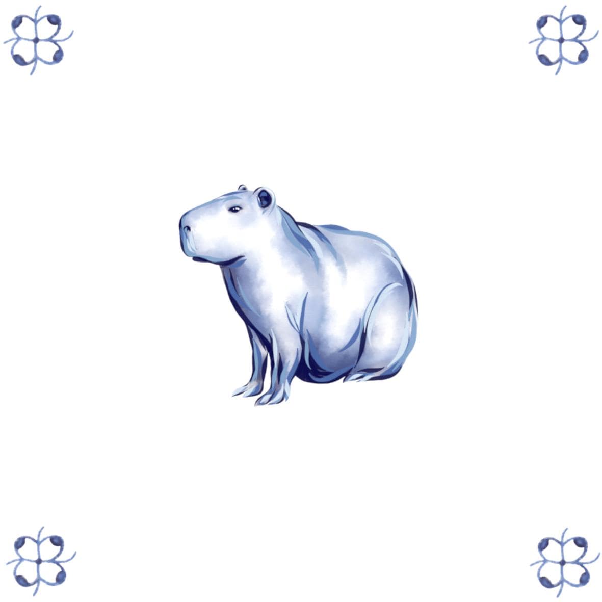 Delft Blue Ceramic Tile- Capybara︱Bathroom Tile, Splashback, Kitchen Tiles, Modern Dutch Style