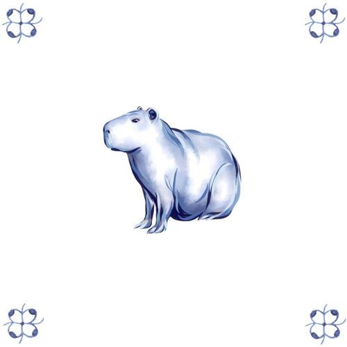Delft Blue Ceramic Tile- Capybara︱Bathroom Tile, Splashback, Kitchen Tiles, Modern Dutch Style