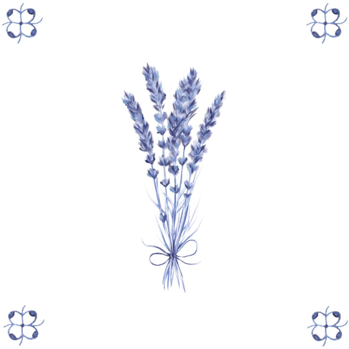 Delft Blue Ceramic Tile- Lavender︱Bathroom Tile, Splashback, Kitchen Tiles, Modern Dutch Style
