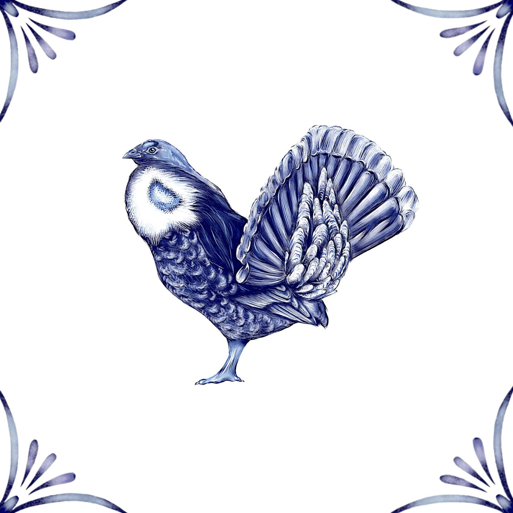 Delft Blue Ceramic Tile- Blue Grouse︱Bathroom Tile, Splashback, Kitchen Tiles, Modern Dutch Style