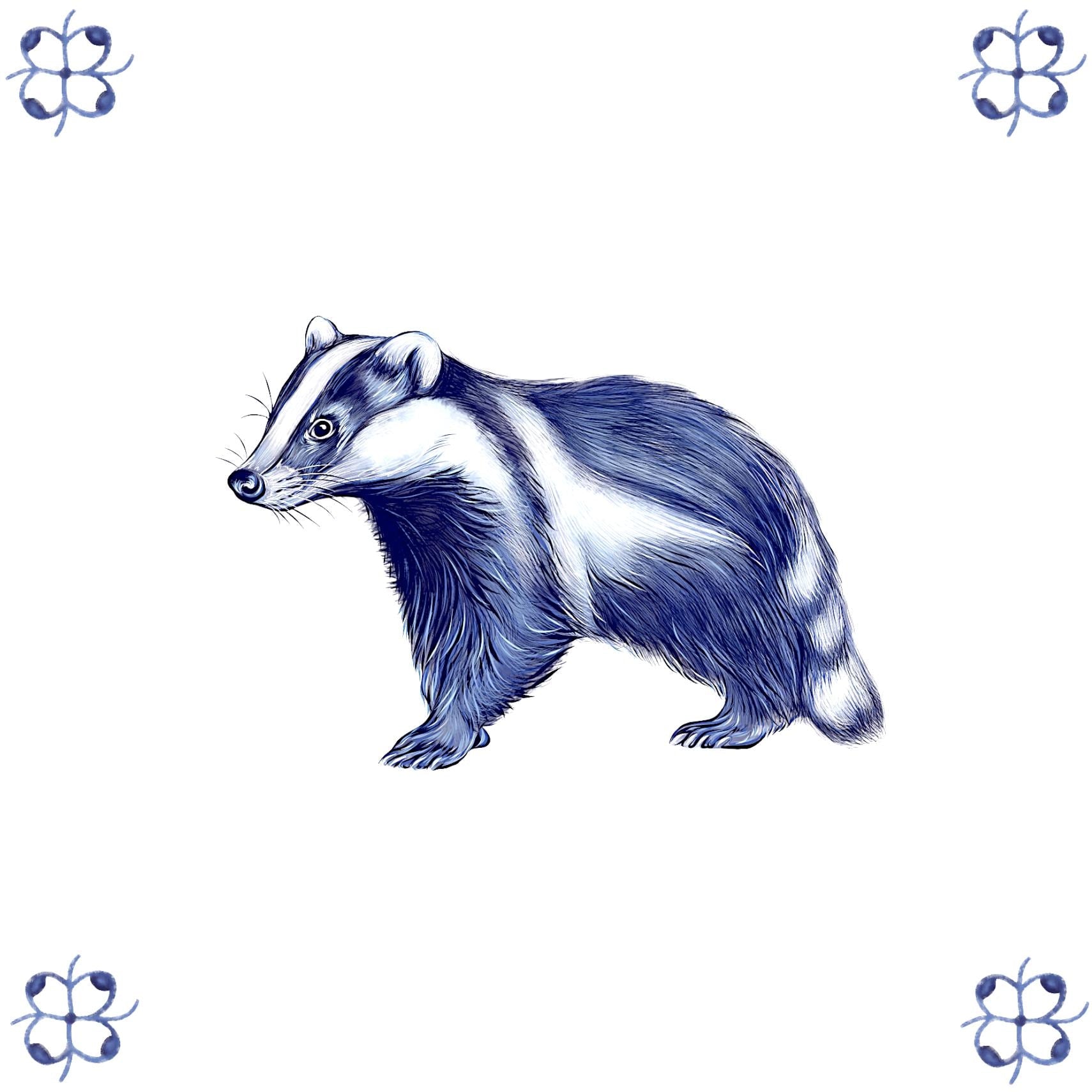 Delft Blue Ceramic Tile- Badger︱Bathroom Tile, Splashback, Kitchen Tile, Modern Dutch Style