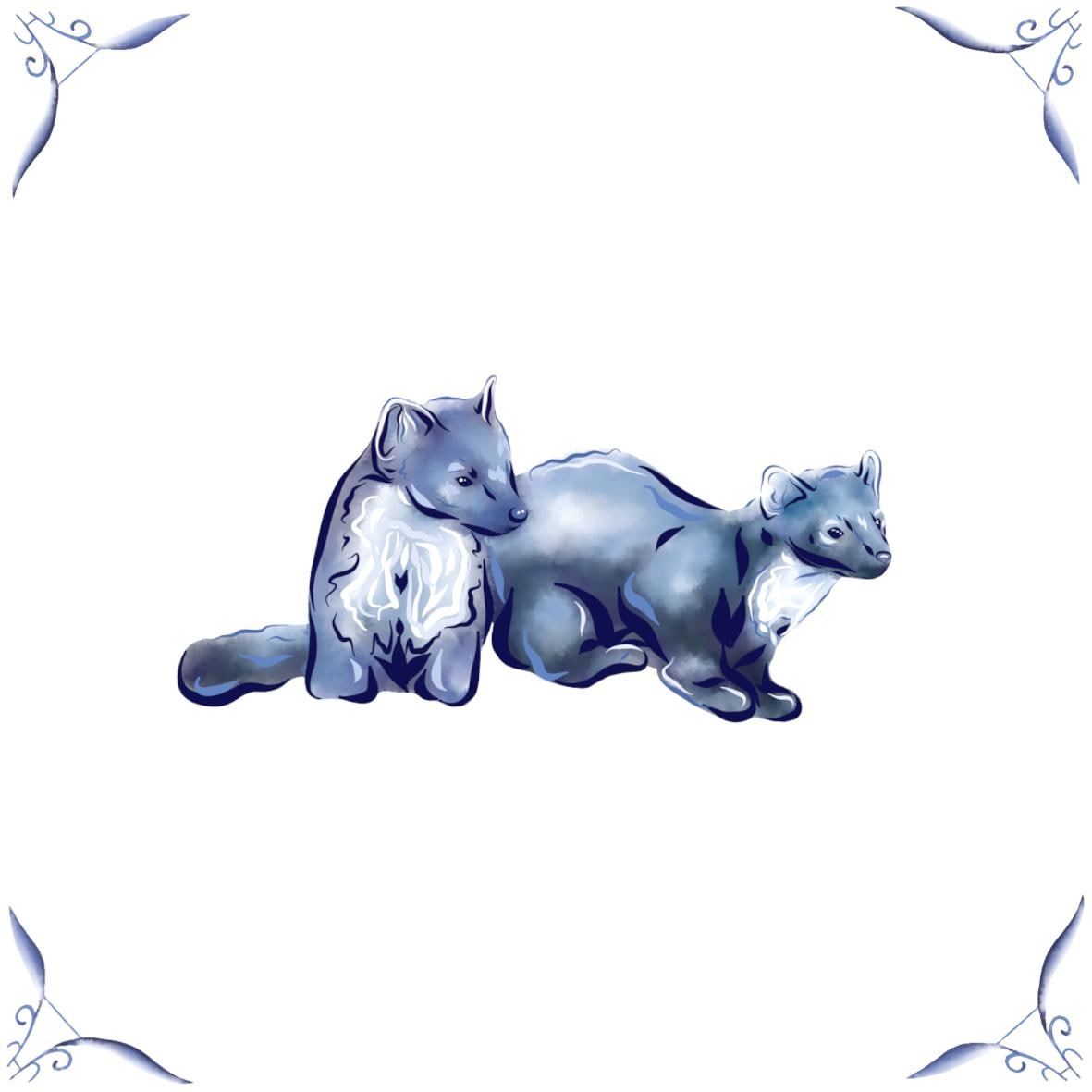 Delft Blue Ceramic Tile- Pine Martens︱Bathroom Tile, Splashback, Kitchen Tile, Modern Dutch Style