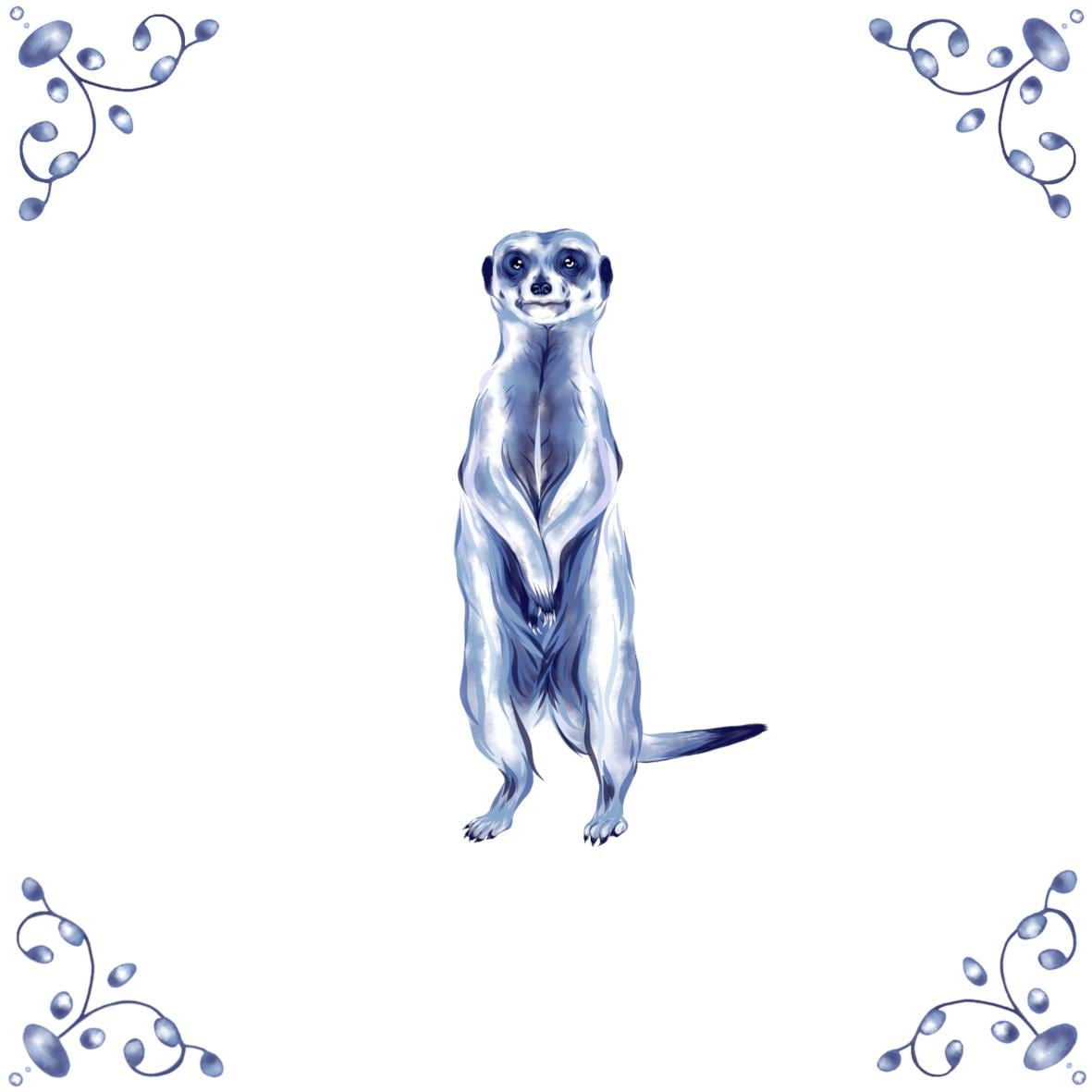 Delft Blue Ceramic Tile- Meerkat︱Bathroom Tile, Splashback, Kitchen Tiles, Modern Dutch Style