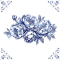 Delft Blue Ceramic Tile- Peony Cluster︱Bathroom Tile, Splashback, Kitchen Tiles, Modern Dutch Style