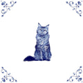 Delft Blue Ceramic Tile- Maine Coon Cat︱Bathroom Tile, Splashback, Kitchen Tiles, Modern Dutch Style