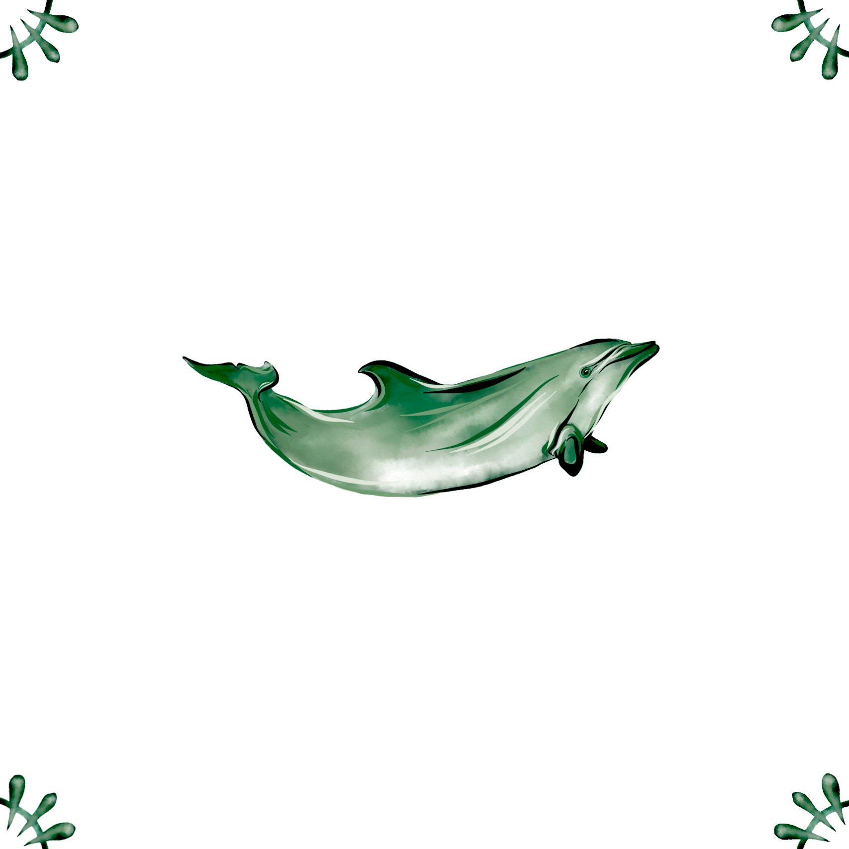 Delft Blue Ceramic Tile- Dolphin︱Bathroom Tile, Splashback, Kitchen Tiles, Modern Dutch Style
