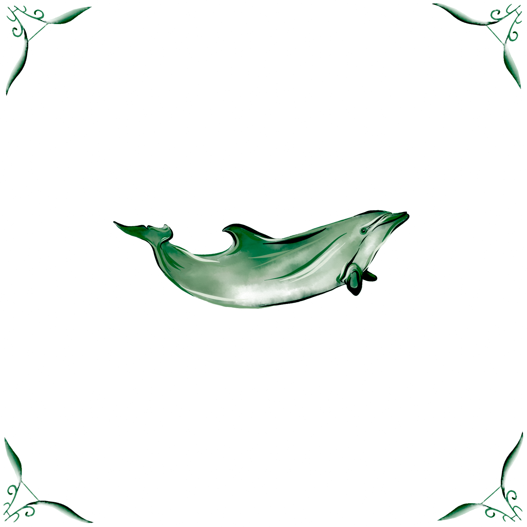 Delft Blue Ceramic Tile- Dolphin︱Bathroom Tile, Splashback, Kitchen Tiles, Modern Dutch Style
