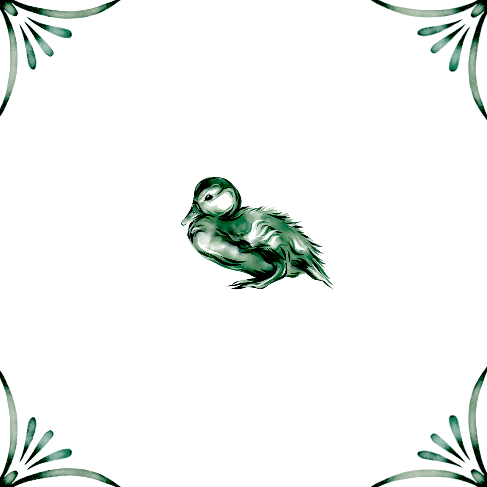 Delft Blue Ceramic Tile- Duckling︱Bathroom Tile, Splashback, Kitchen Tiles, Modern Dutch Style