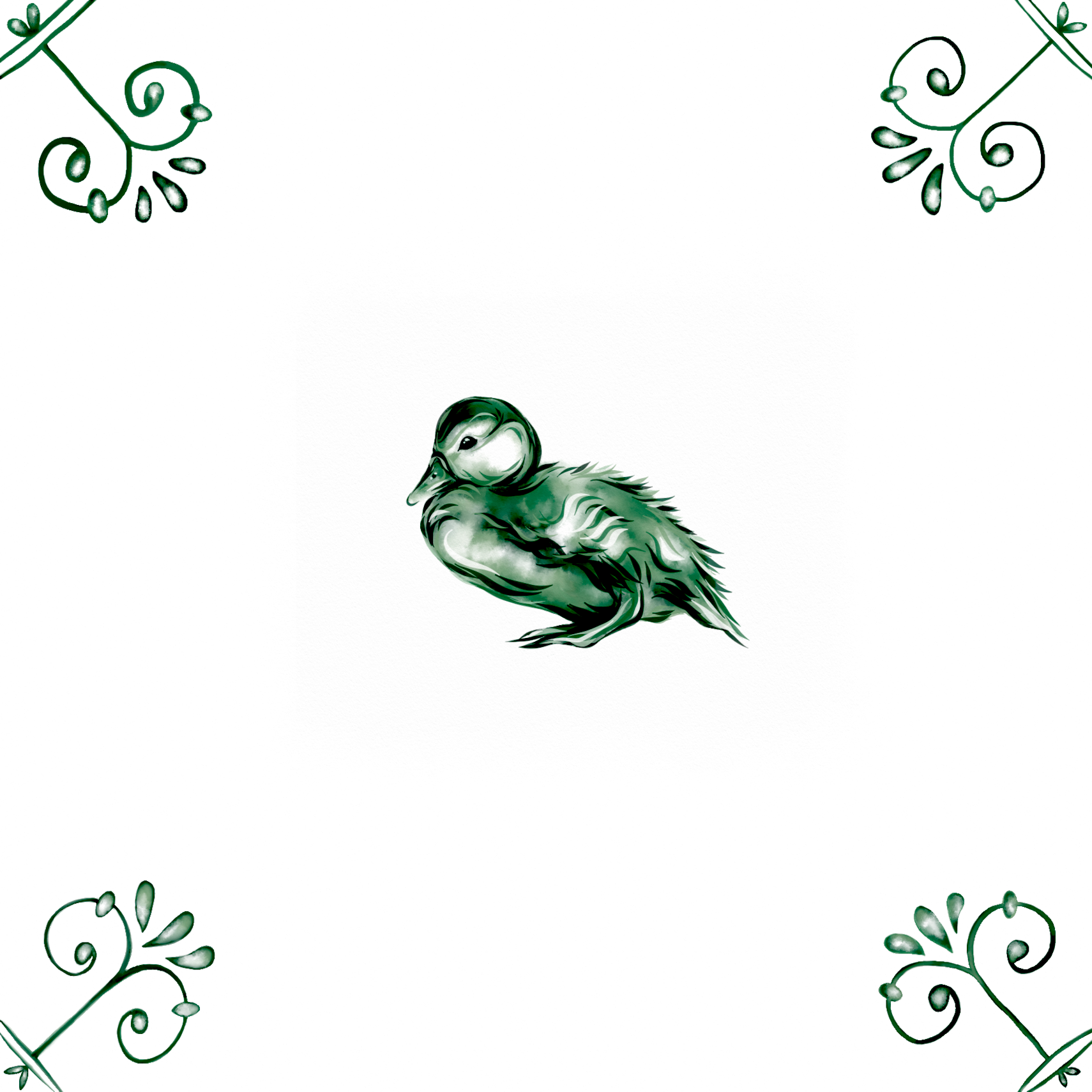 Delft Blue Ceramic Tile- Duckling︱Bathroom Tile, Splashback, Kitchen Tiles, Modern Dutch Style