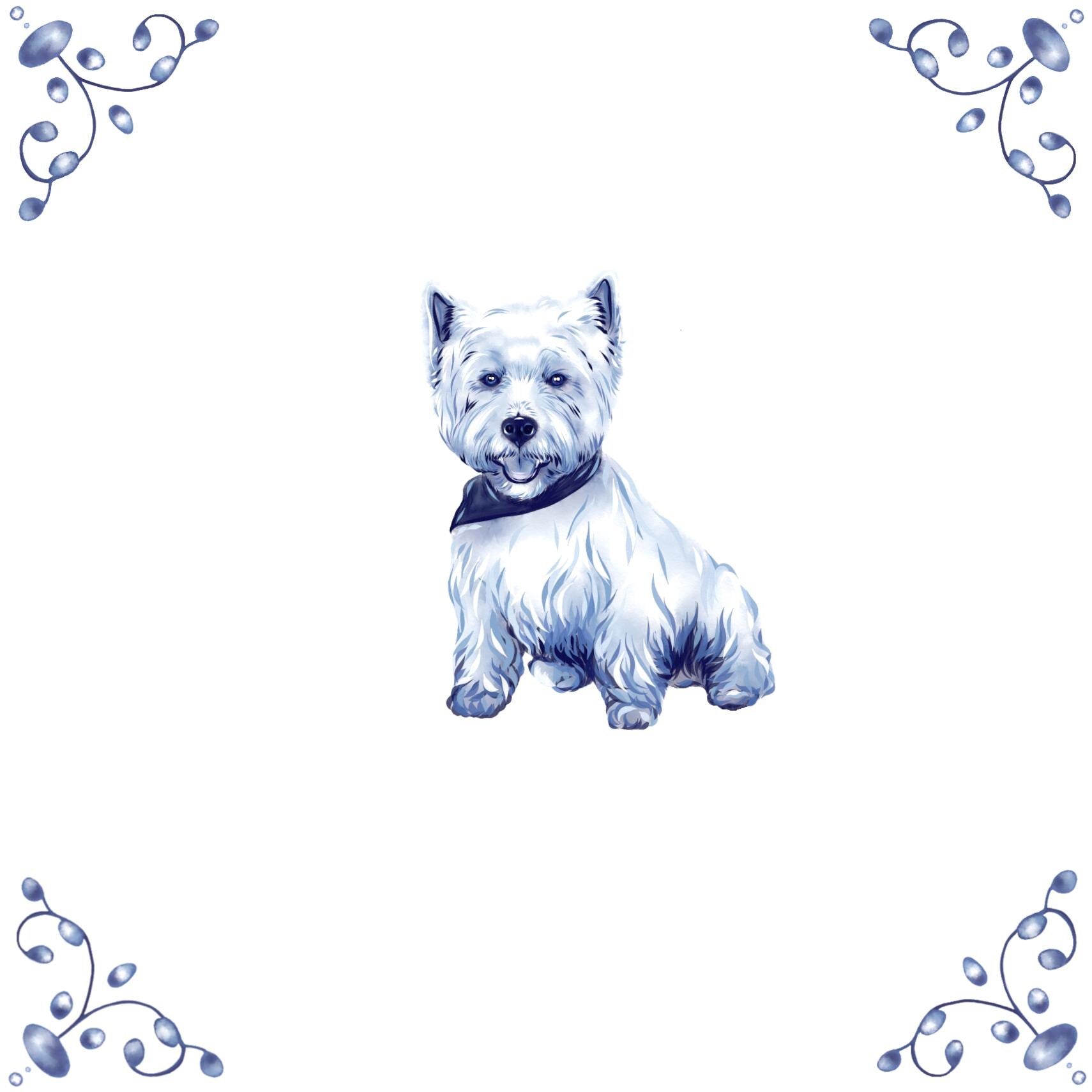 Delft Blue Ceramic Tile / Ornament- Unique Personalised Animal / Pet / House etc Tile︱Bathroom Tiles, Splashback, Modern Dutch Style