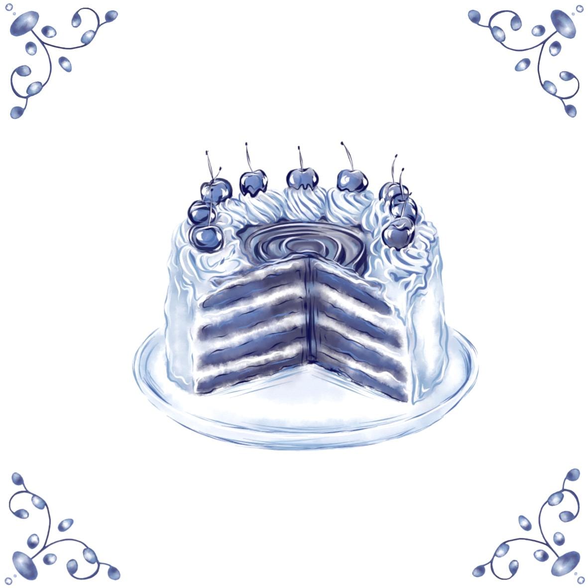 Delft Blue Ceramic Tile- Gateaux Cake︱Bathroom Tile, Splashback, Kitchen Tiles, Modern Dutch Style