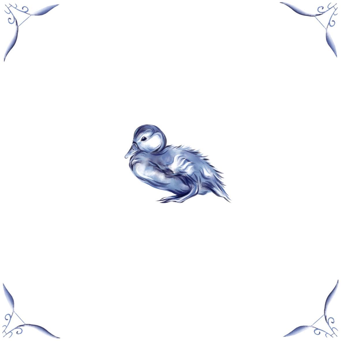 Delft Blue Ceramic Tile- Duckling︱Bathroom Tile, Splashback, Kitchen Tiles, Modern Dutch Style