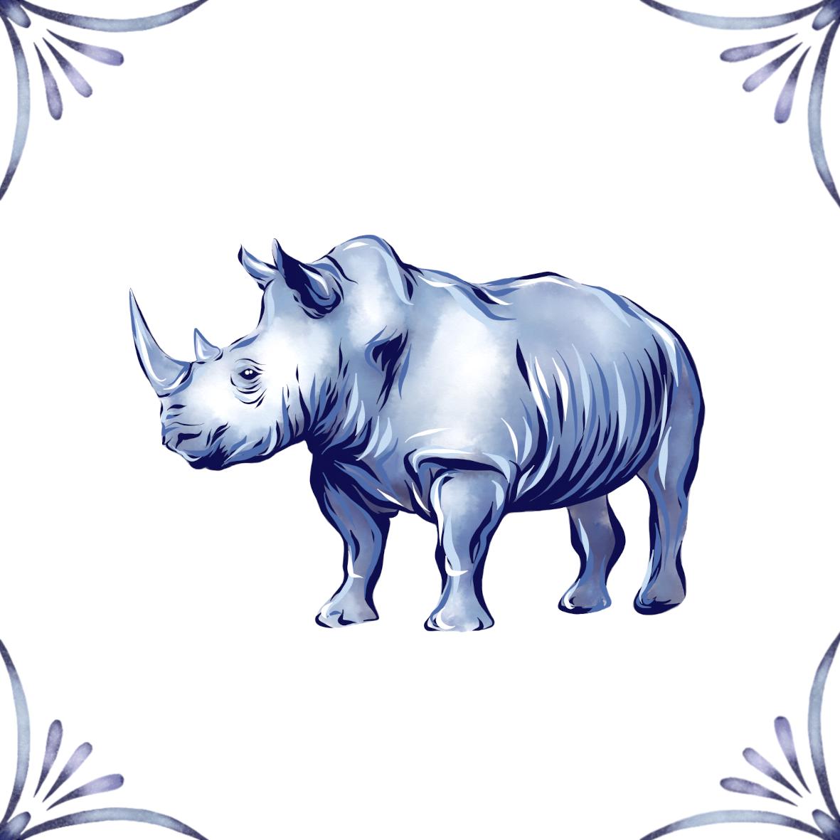 Delft Blue Ceramic Tile- Rhino︱Bathroom Tile, Splashback, Kitchen Tiles, Modern Dutch Style