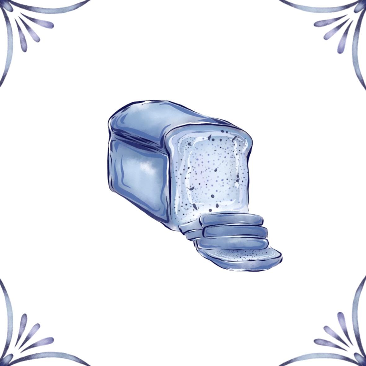 Delft Blue Ceramic Tile- Bread Loaf︱Bathroom Tile, Splashback, Kitchen Tiles, Modern Dutch Style