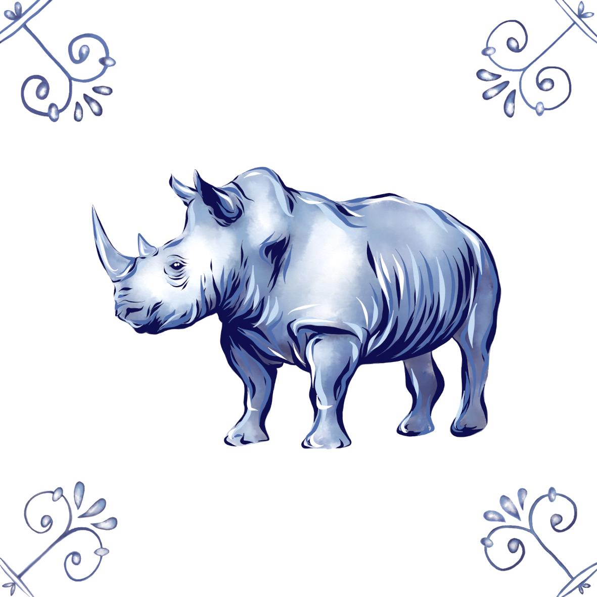 Delft Blue Ceramic Tile- Rhino︱Bathroom Tile, Splashback, Kitchen Tiles, Modern Dutch Style
