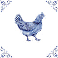 Delft Blue Ceramic Tile- Chicken︱Bathroom Tile, Splashback, Kitchen Tiles, Modern Dutch Style