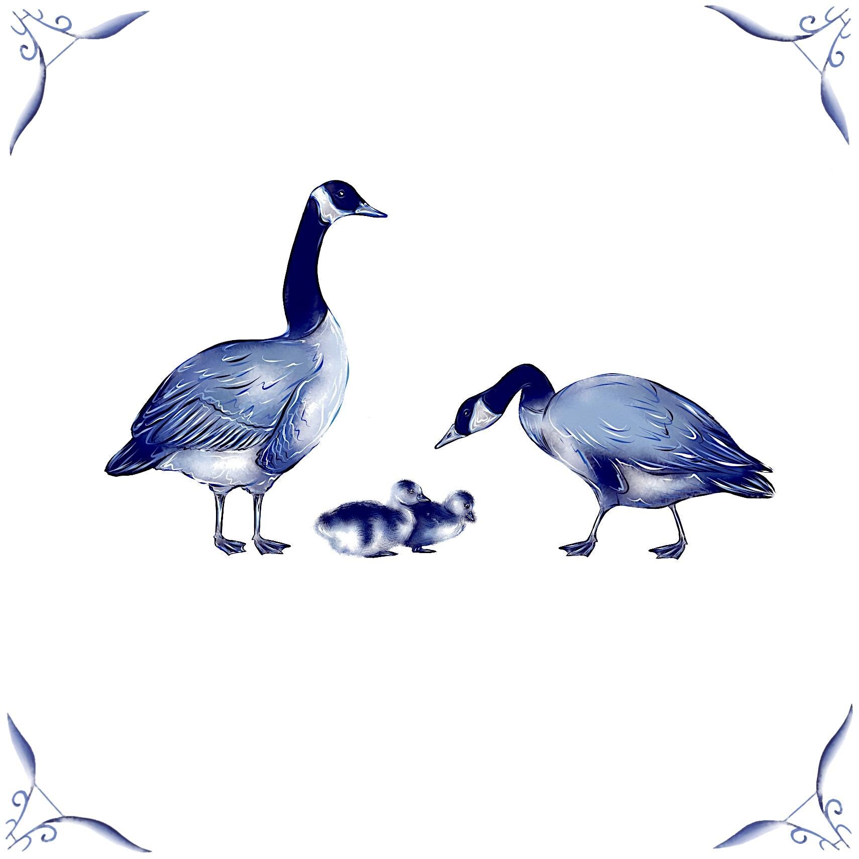 Delft Blue Ceramic Tile- Canadian Geese / Goose︱Bathroom Tile, Splashback, Kitchen Tiles, Modern Dutch Style