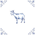 Delft Blue Ceramic Tile- Goat︱Bathroom Tile, Splashback, Kitchen Tiles, Modern Dutch Style