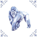 Delft Blue Ceramic Tile- Gorilla︱Bathroom Tile, Splashback, Kitchen Tiles, Modern Dutch Style