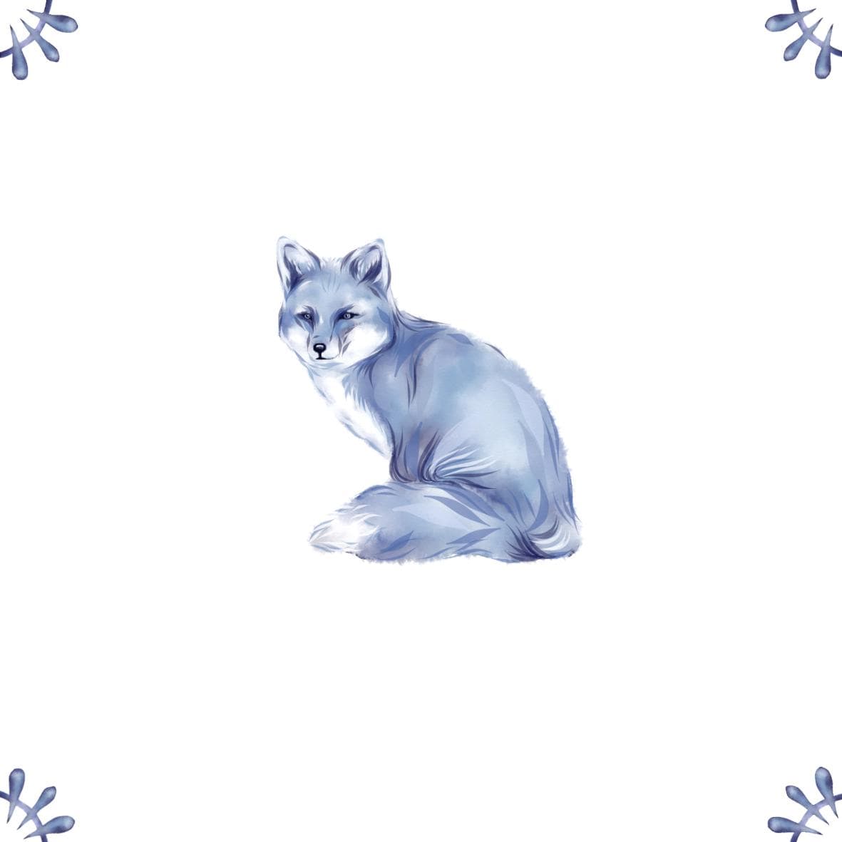 Delft Blue Ceramic Tile- Fox︱Bathroom Tile, Splashback, Kitchen Tiles, Modern Dutch Style