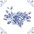 Delft Blue Ceramic Tile- Rose Cluster︱Bathroom Tile, Splashback, Kitchen Tiles, Modern Dutch Style
