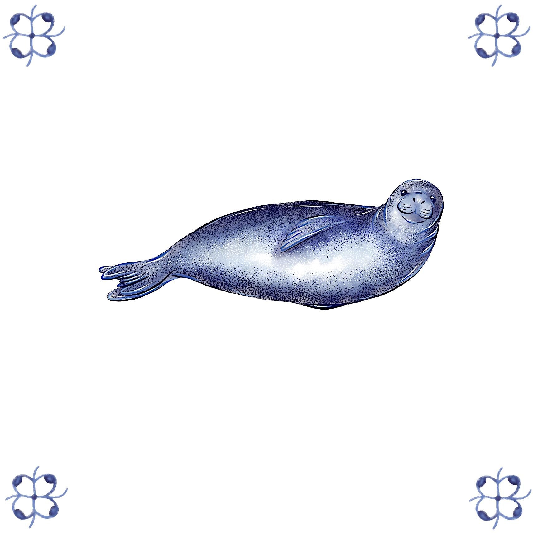 Delft Blue Ceramic Tile- Seal︱Bathroom Tile, Splashback, Kitchen Tiles, Modern Dutch Style