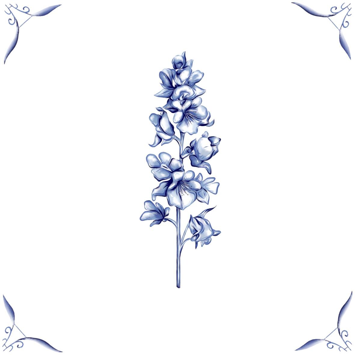 Delft Blue Ceramic Tile- Larkspur︱Bathroom Tile, Splashback, Kitchen Tiles, Modern Dutch Style
