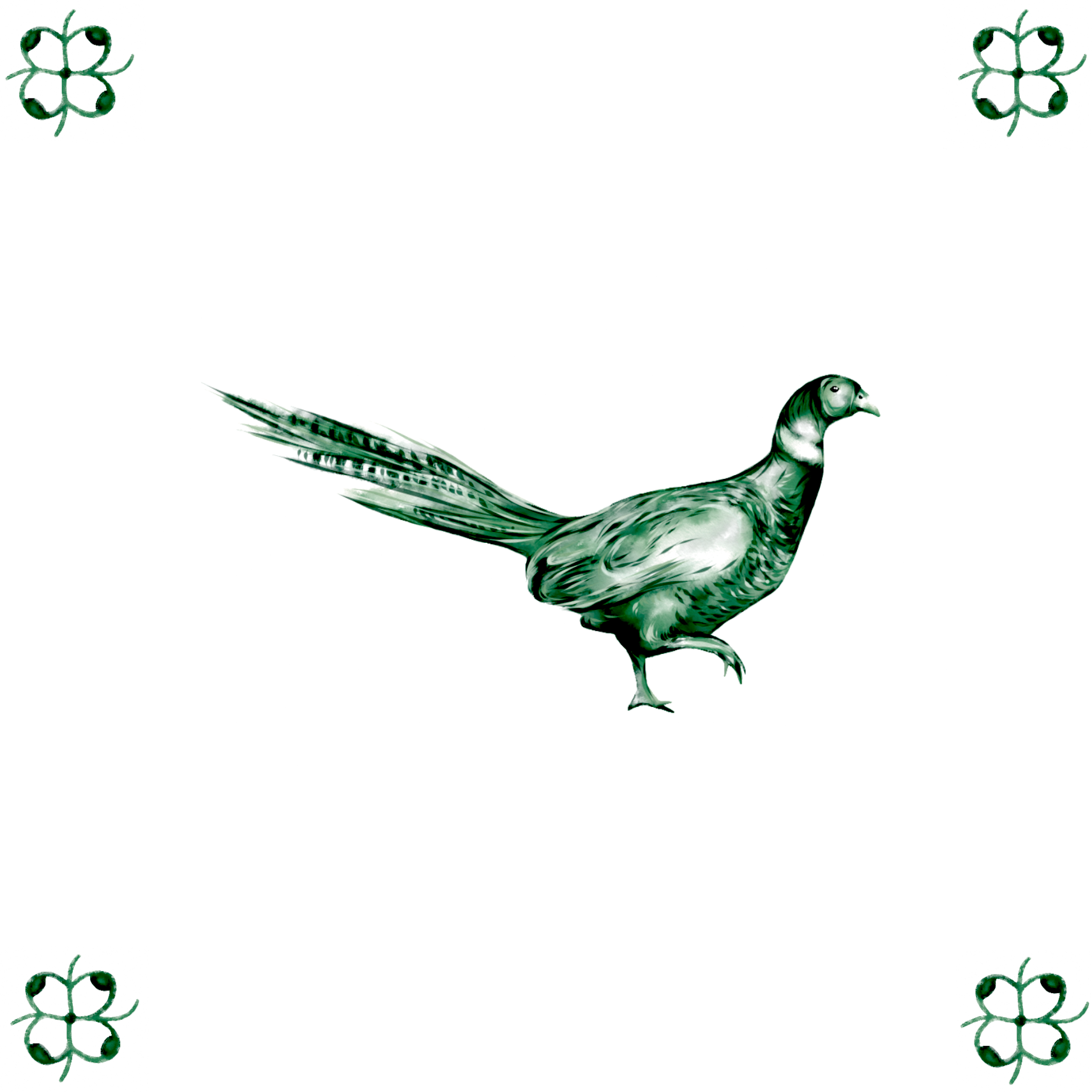 Delft Blue Ceramic Tile- Pheasant︱Bathroom Tile, Splashback, Kitchen Tiles, Modern Dutch Style