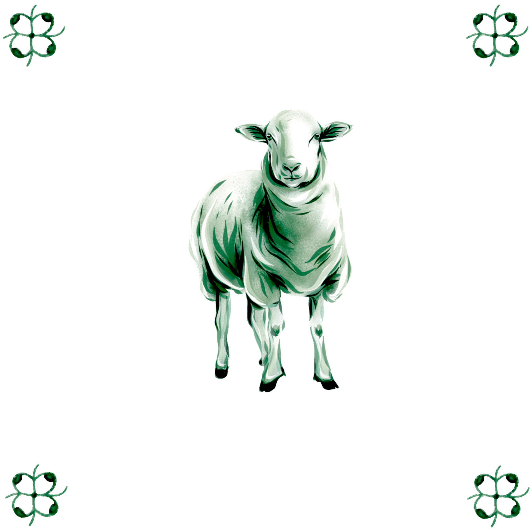 Delft Blue Ceramic Tile- Sheep︱Bathroom Tile, Splashback, Kitchen Tiles, Modern Dutch Style