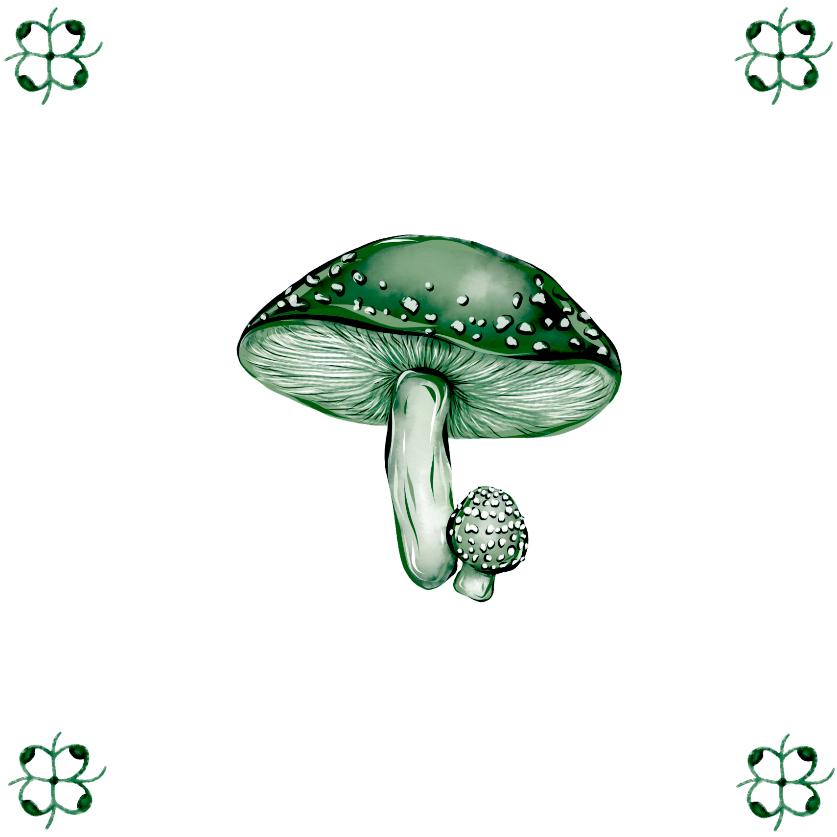 Delft Blue Ceramic Tile- Mushroom︱Bathroom Tile, Splashback, Kitchen Tiles, Modern Dutch Style