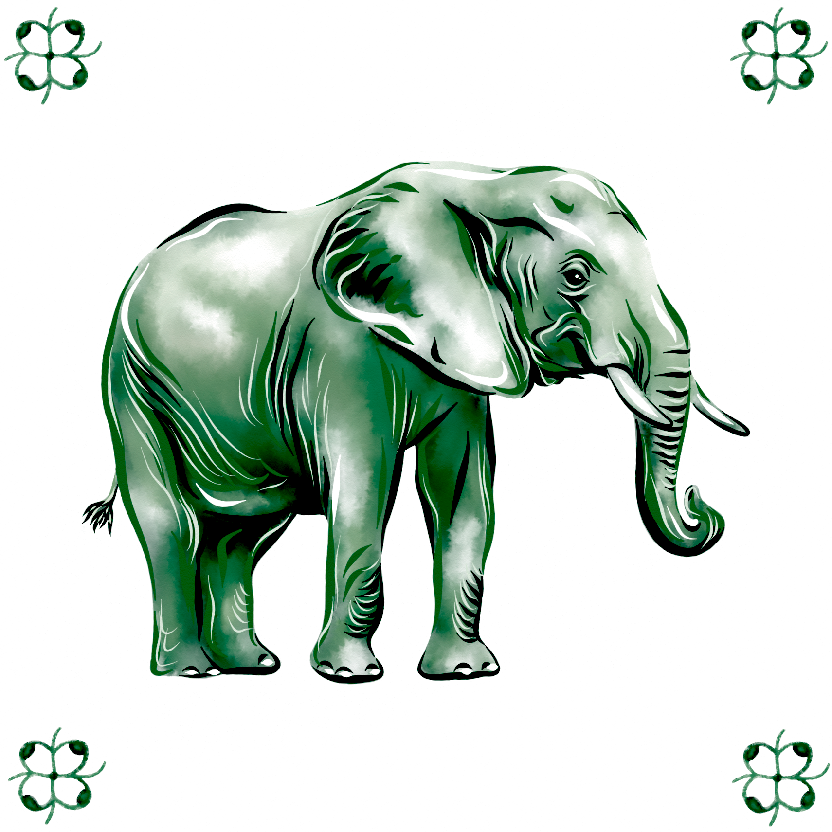 Delft Blue Ceramic Tile- African Elephant︱Bathroom Tile, Splashback, Kitchen Tiles, Modern Dutch Style