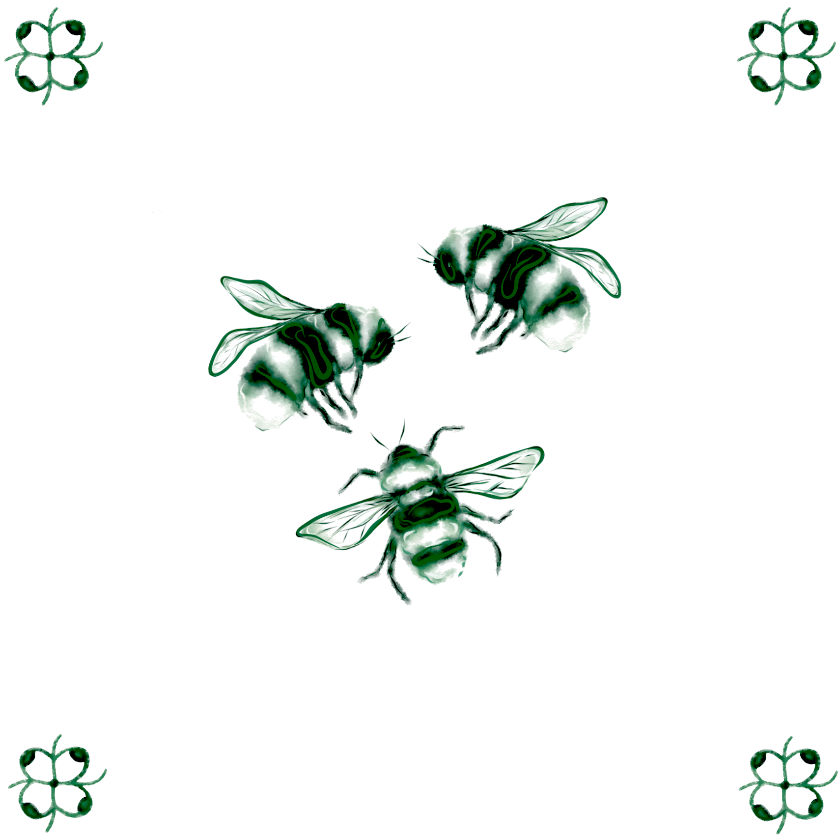 Delft Blue Ceramic Tile- Bees︱Bathroom Tile, Splashback, Kitchen Tiles, Modern Dutch Style