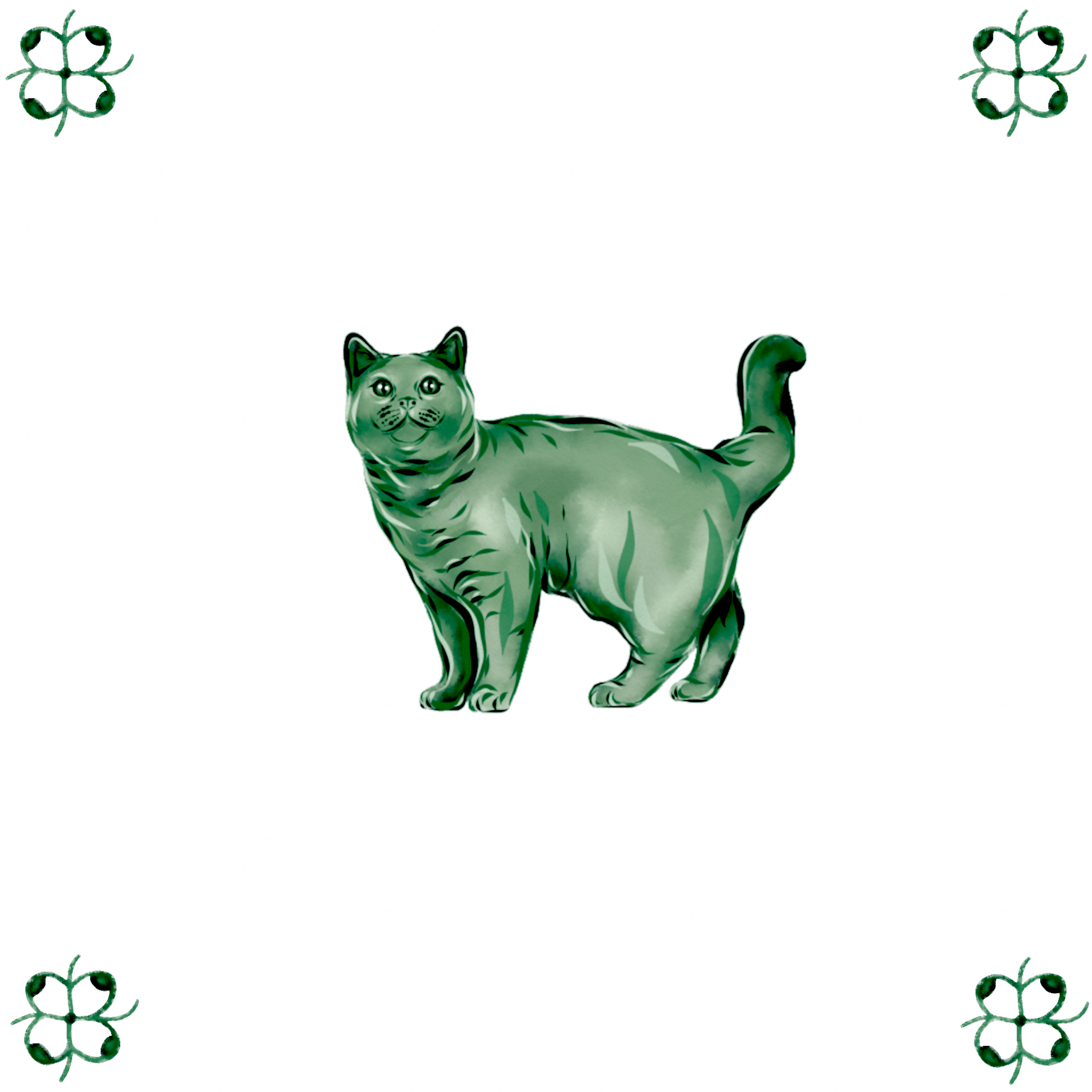 Delft Blue Ceramic Tile- British Shorthair Cat︱Bathroom Tile, Splashback, Kitchen Tiles, Modern Dutch Style