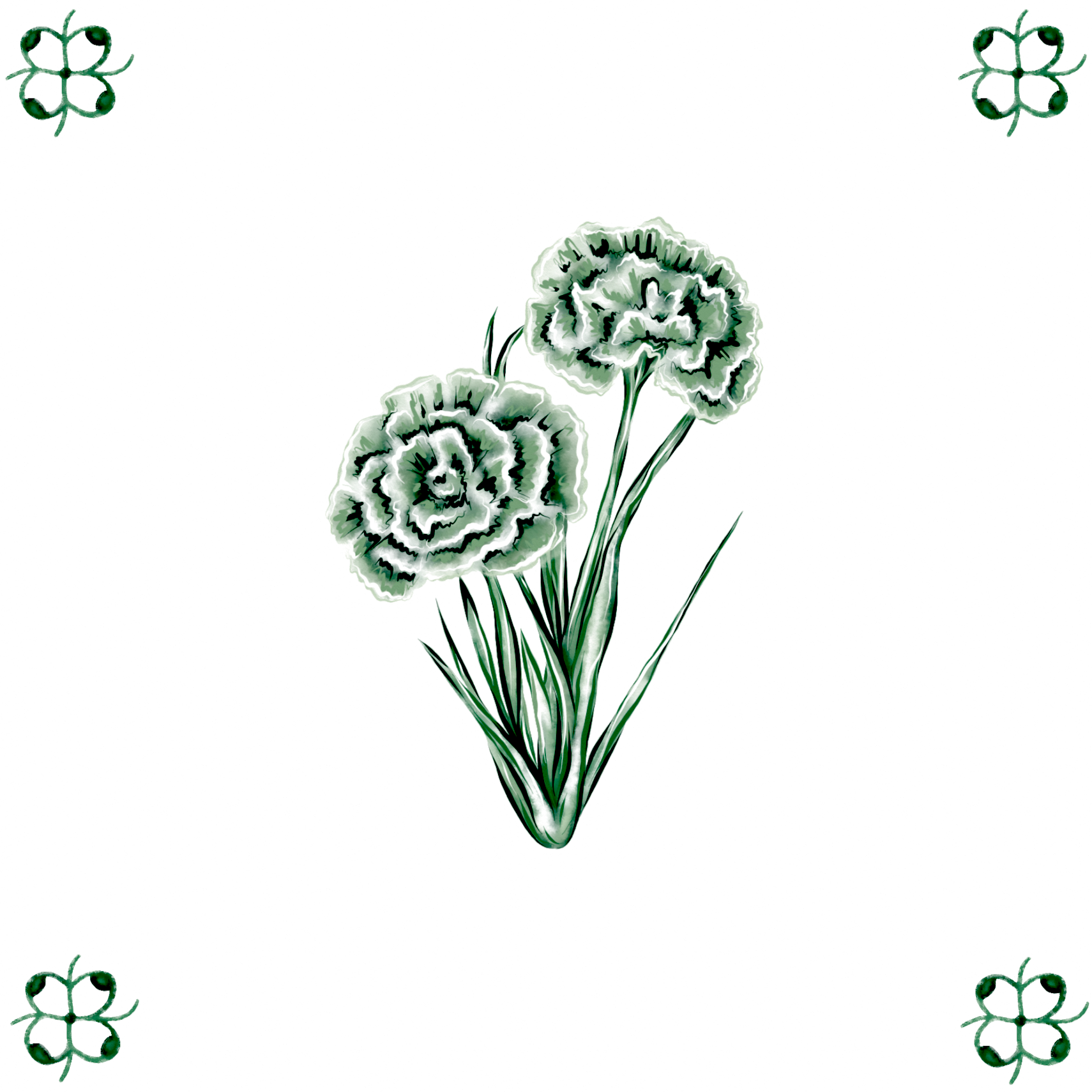 Delft Blue Ceramic Tile- Dianthus︱Bathroom Tile, Splashback, Kitchen Tiles, Modern Dutch Style