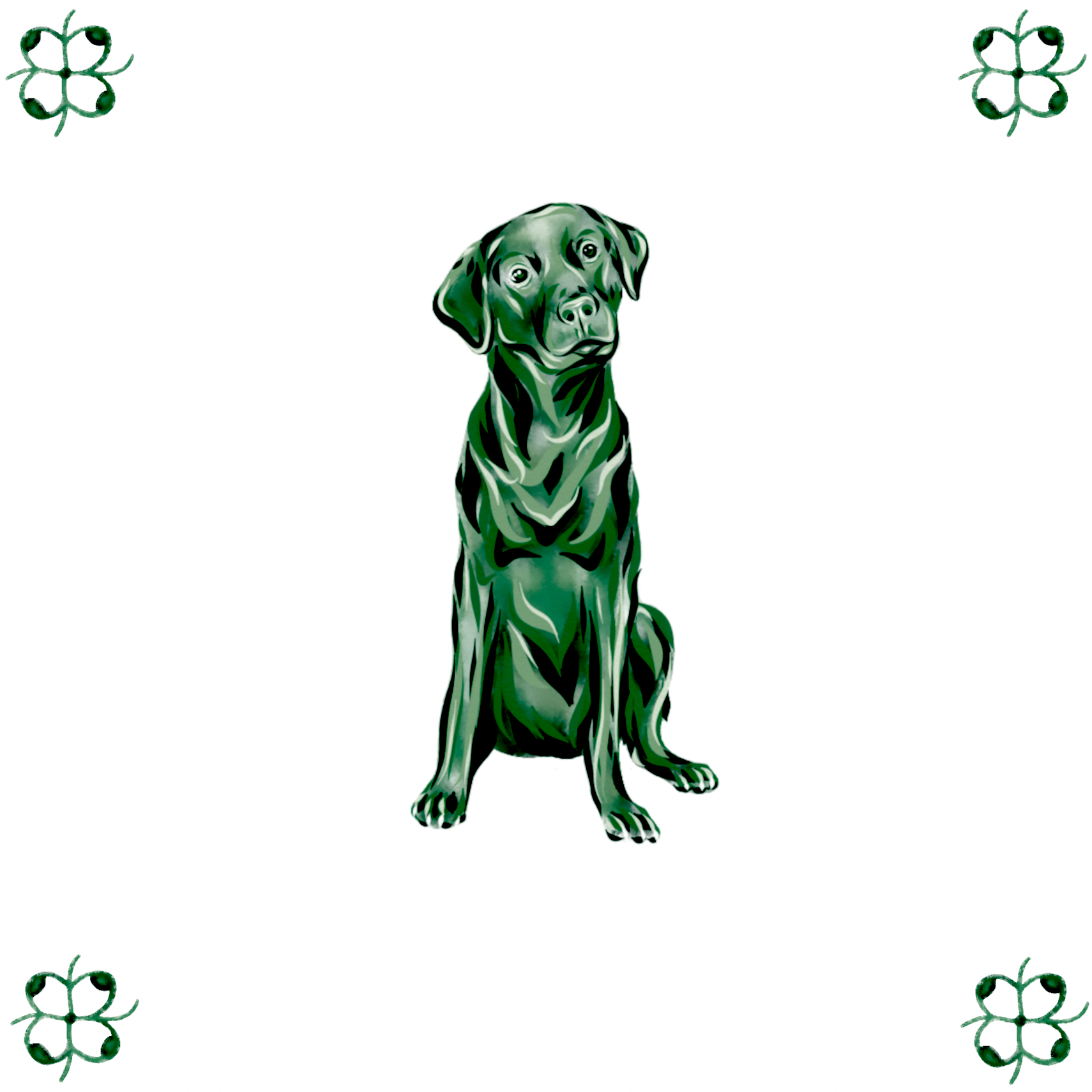Delft Blue Ceramic Tile- Black Labrador Dog︱Bathroom Tile, Splashback, Kitchen Tiles, Modern Dutch Style