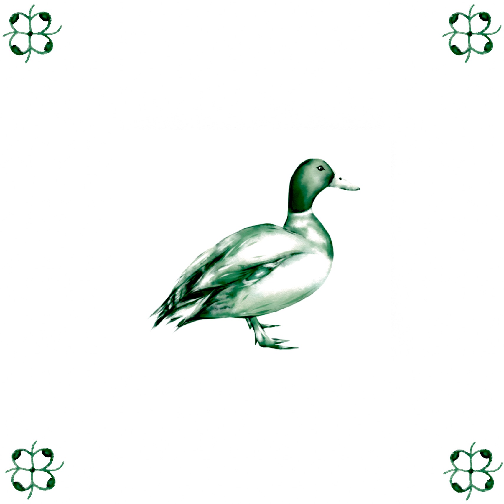 Delft Blue Ceramic Tile- Mallard Duck︱Bathroom Tile, Splashback, Kitchen Tiles, Modern Dutch Style