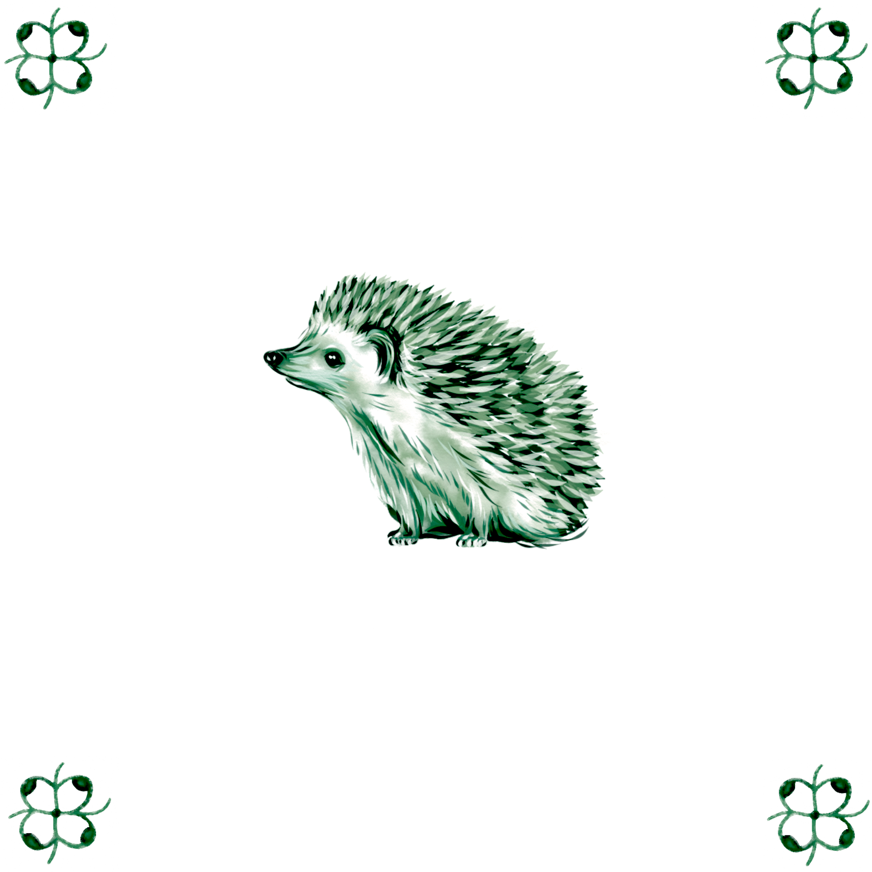 Delft Blue Ceramic Tile- Hedgehog︱Bathroom Tile, Splashback, Kitchen Tiles, Modern Dutch Style