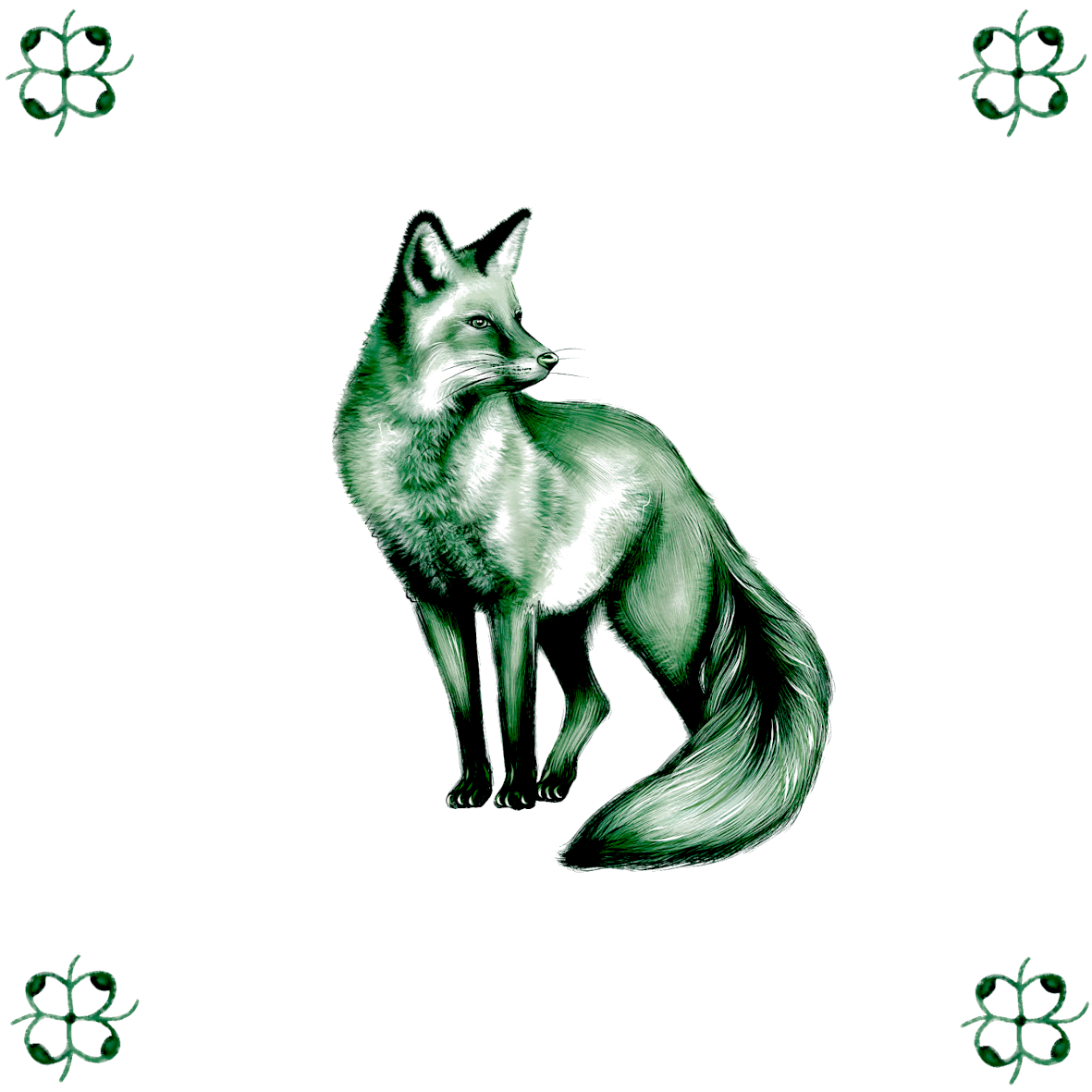 Delft Blue Ceramic Tile- Detailed Fox︱Bathroom Tile, Splashback, Kitchen Tiles, Modern Dutch Style