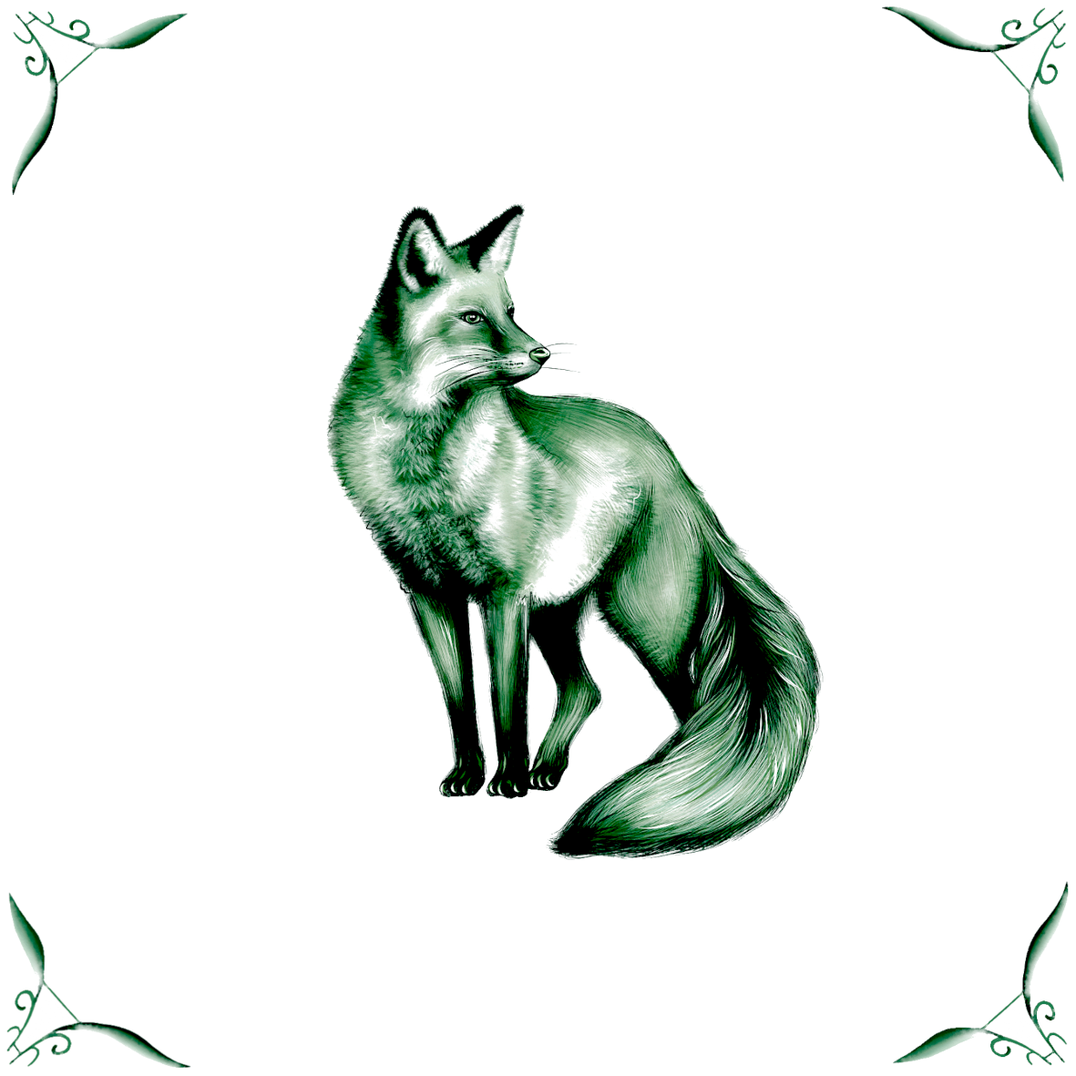 Delft Blue Ceramic Tile- Detailed Fox︱Bathroom Tile, Splashback, Kitchen Tiles, Modern Dutch Style