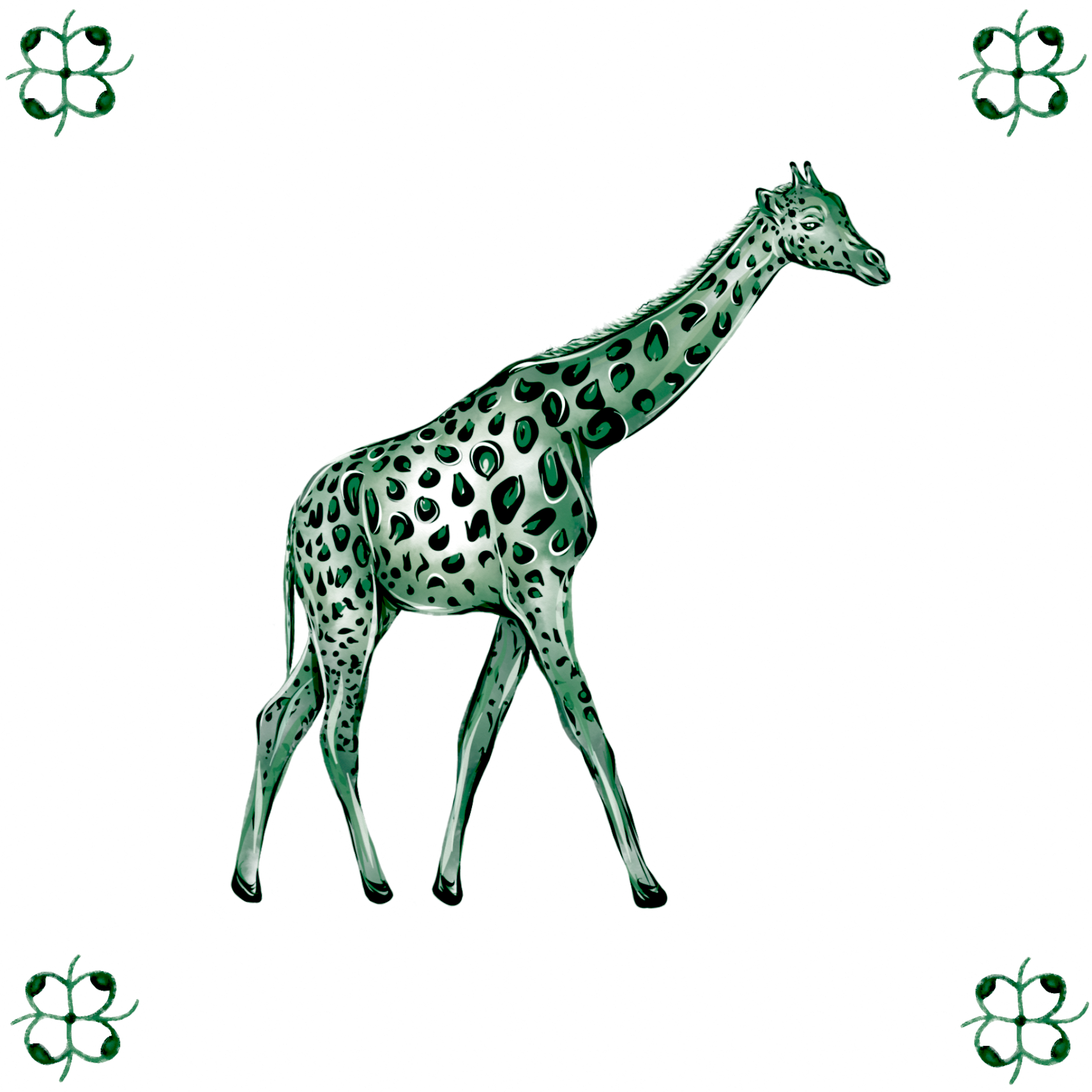 Delft Blue Ceramic Tile- Giraffe︱Bathroom Tile, Splashback, Kitchen Tiles, Modern Dutch Style