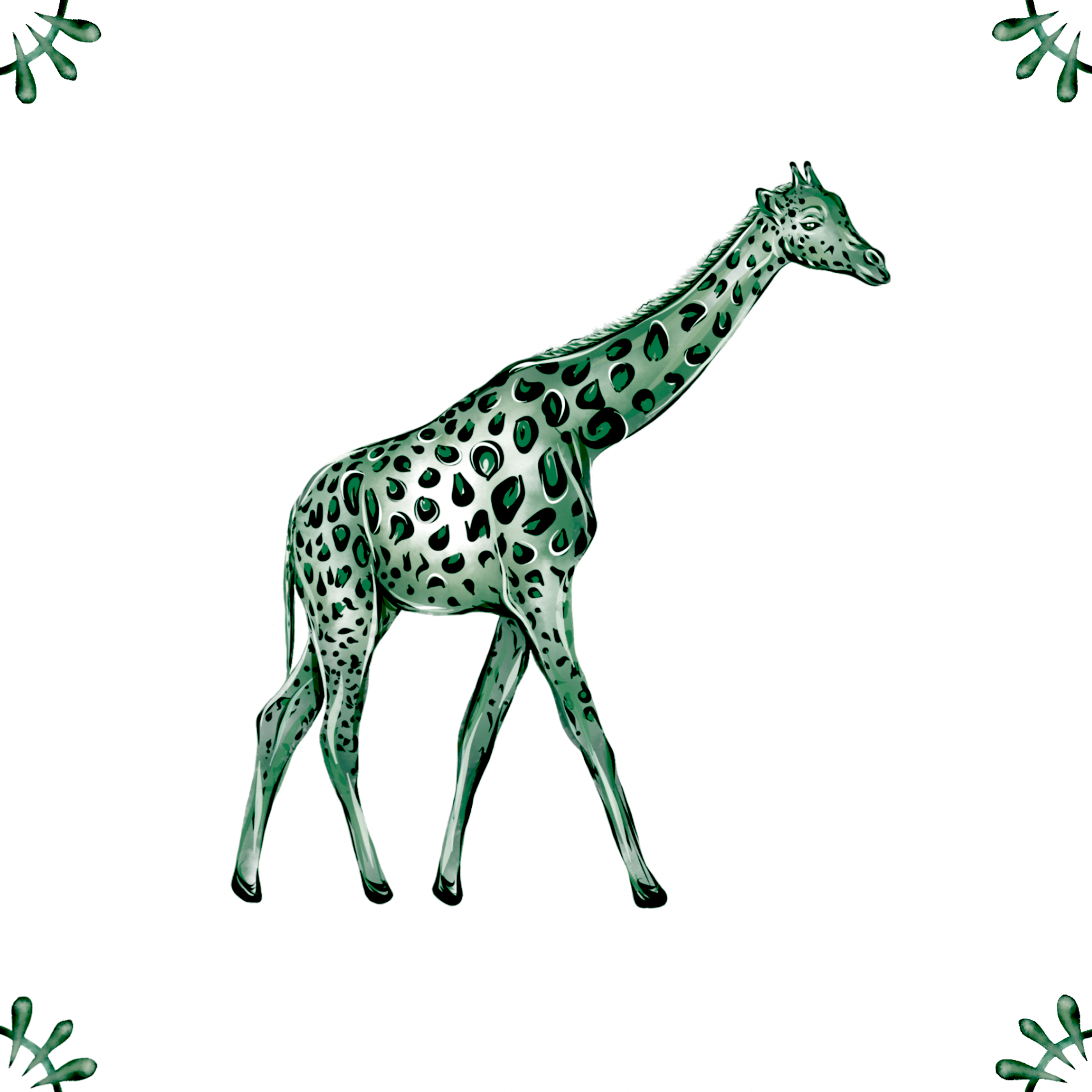 Delft Blue Ceramic Tile- Giraffe︱Bathroom Tile, Splashback, Kitchen Tiles, Modern Dutch Style