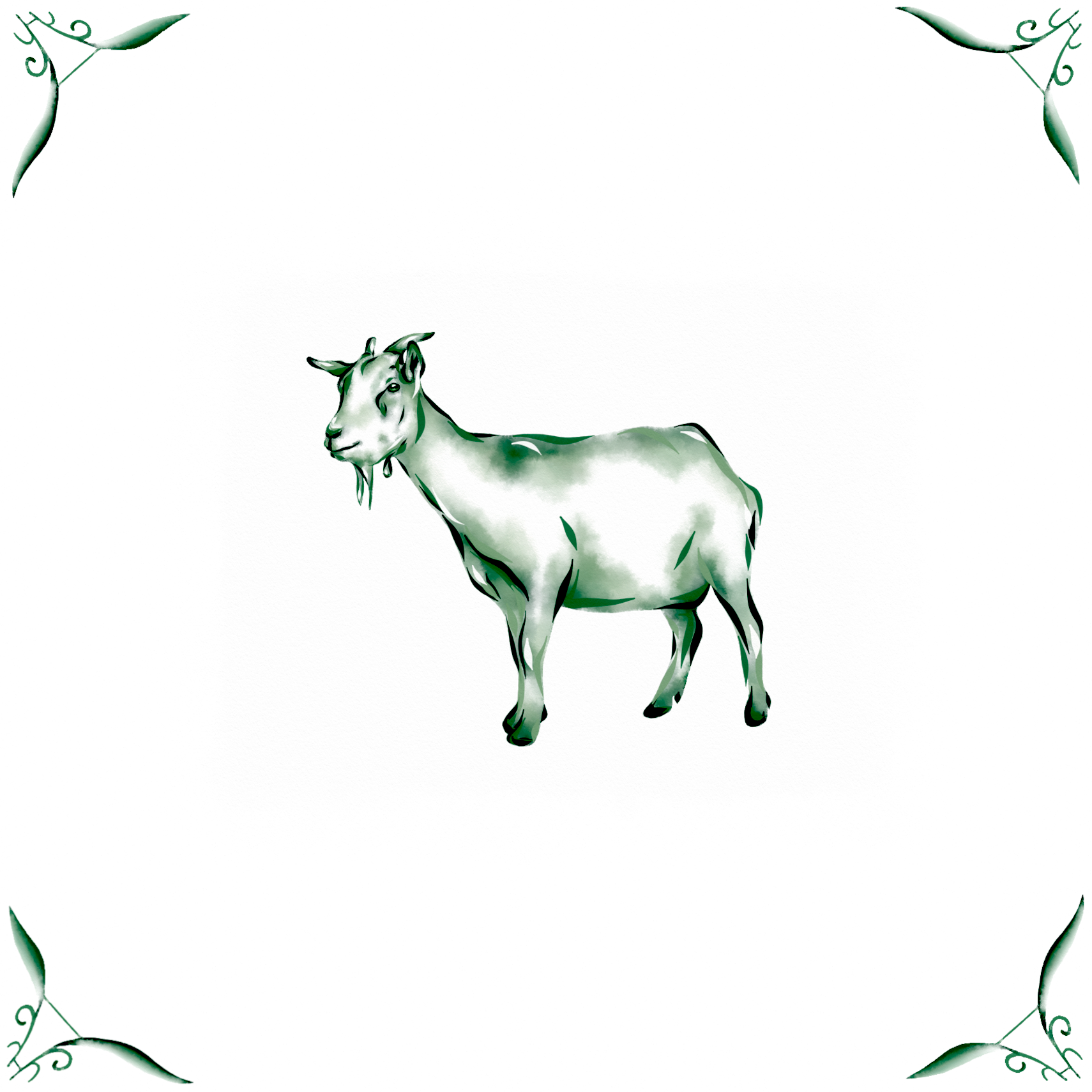 Delft Blue Ceramic Tile- Goat︱Bathroom Tile, Splashback, Kitchen Tiles, Modern Dutch Style