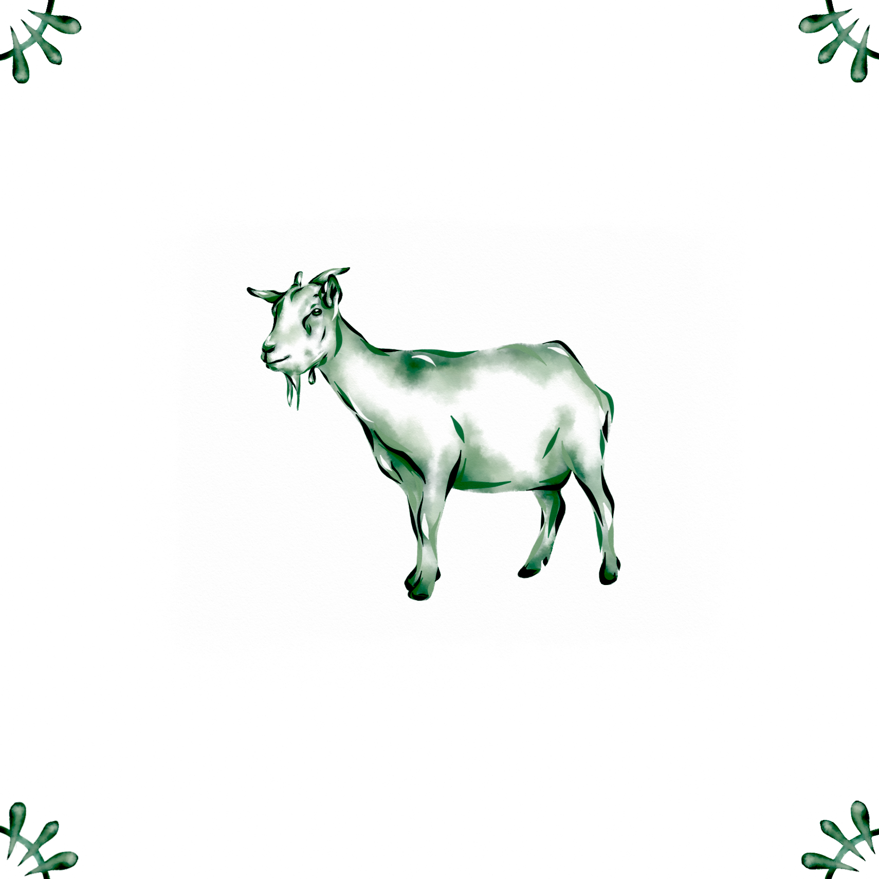 Delft Blue Ceramic Tile- Goat︱Bathroom Tile, Splashback, Kitchen Tiles, Modern Dutch Style