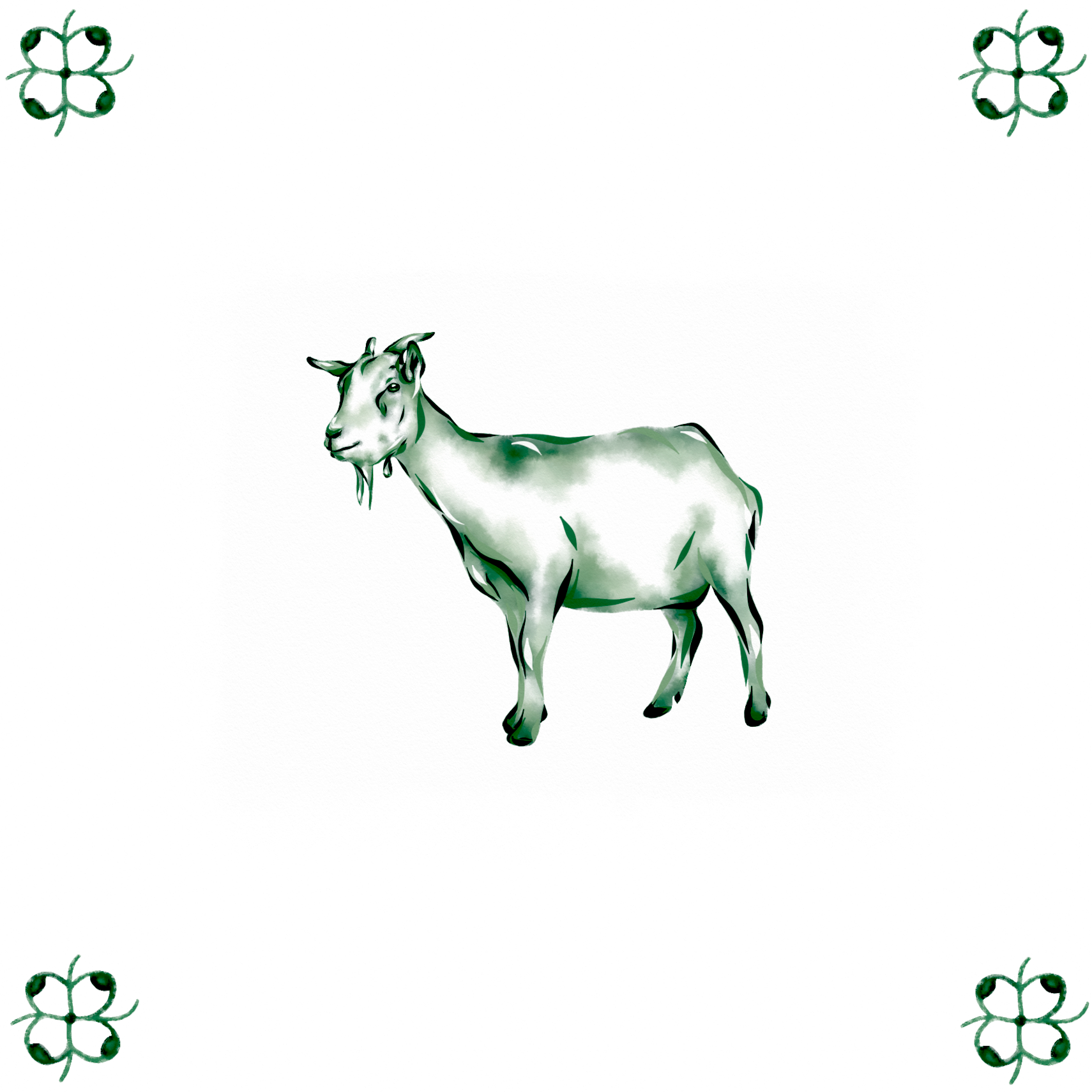 Delft Blue Ceramic Tile- Goat︱Bathroom Tile, Splashback, Kitchen Tiles, Modern Dutch Style