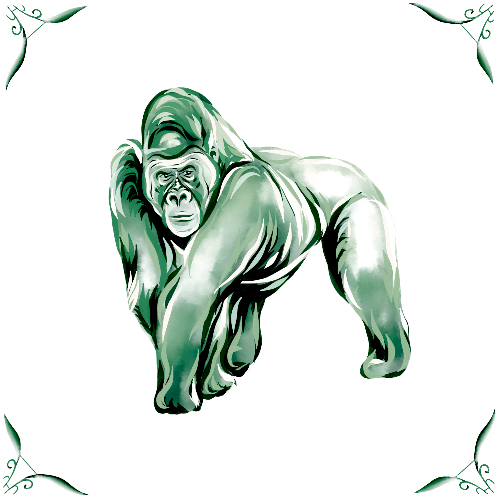 Delft Blue Ceramic Tile- Gorilla︱Bathroom Tile, Splashback, Kitchen Tiles, Modern Dutch Style