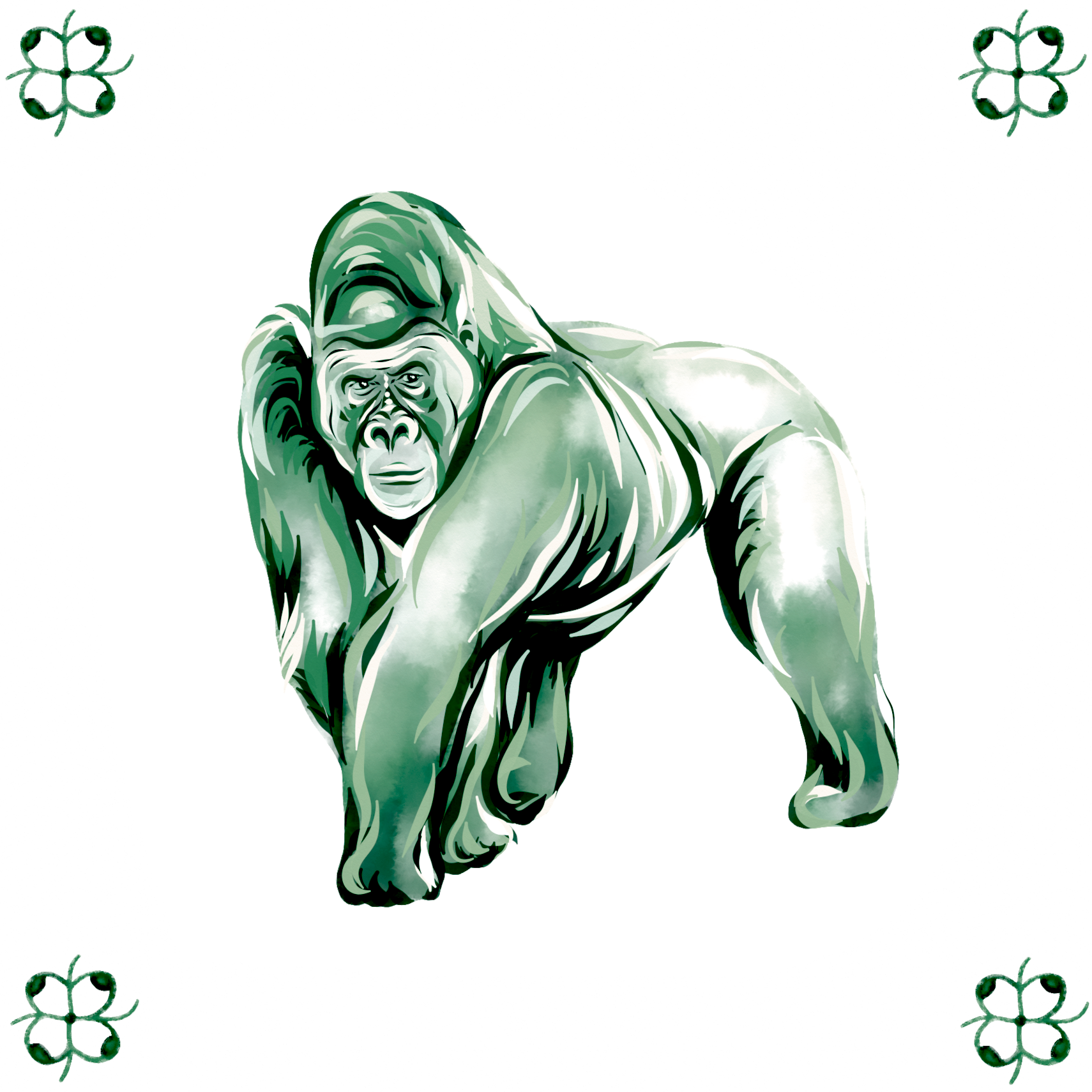 Delft Blue Ceramic Tile- Gorilla︱Bathroom Tile, Splashback, Kitchen Tiles, Modern Dutch Style